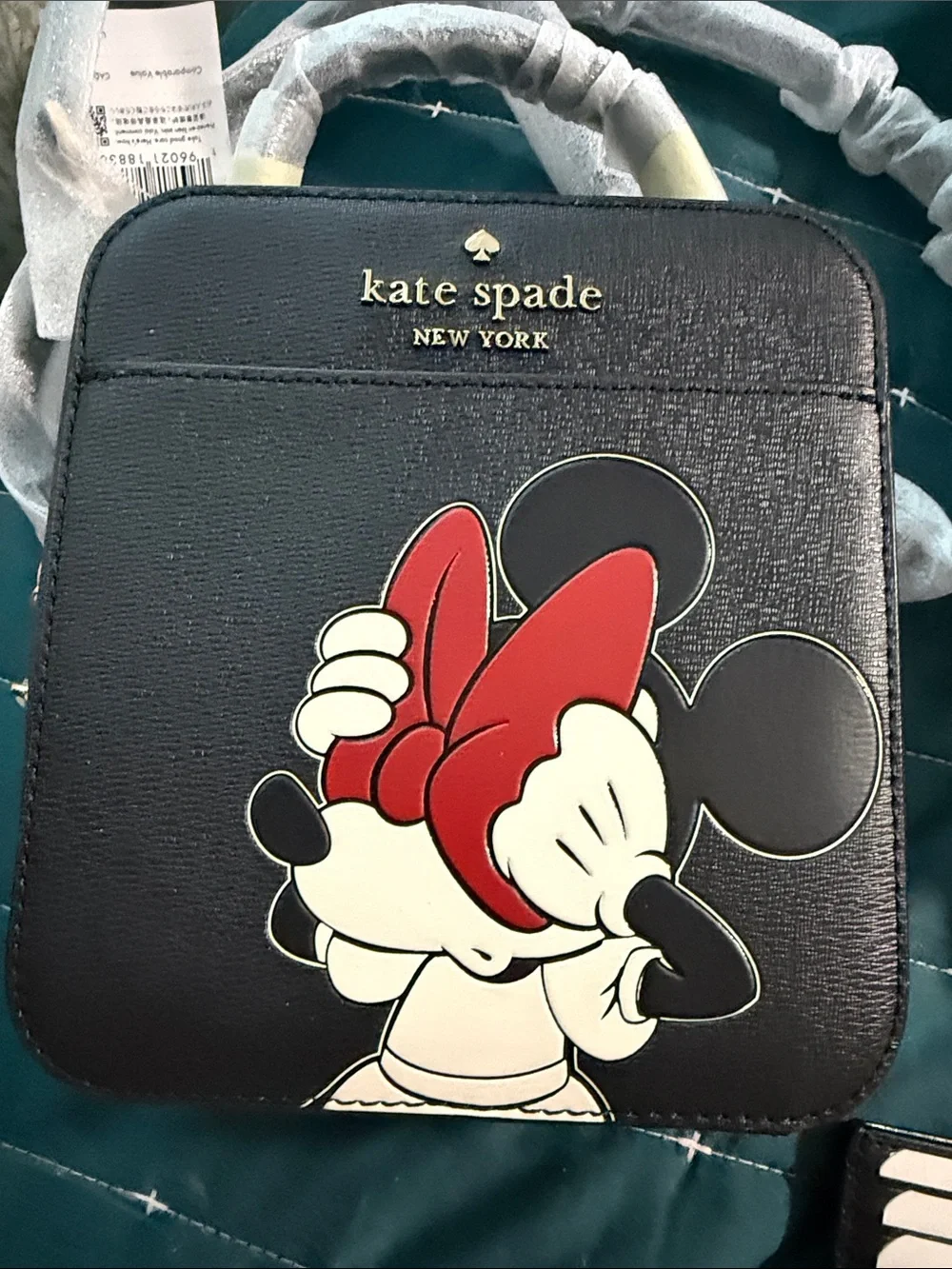 kate spade Black Minnie Mouse Crossbody with Red Bow